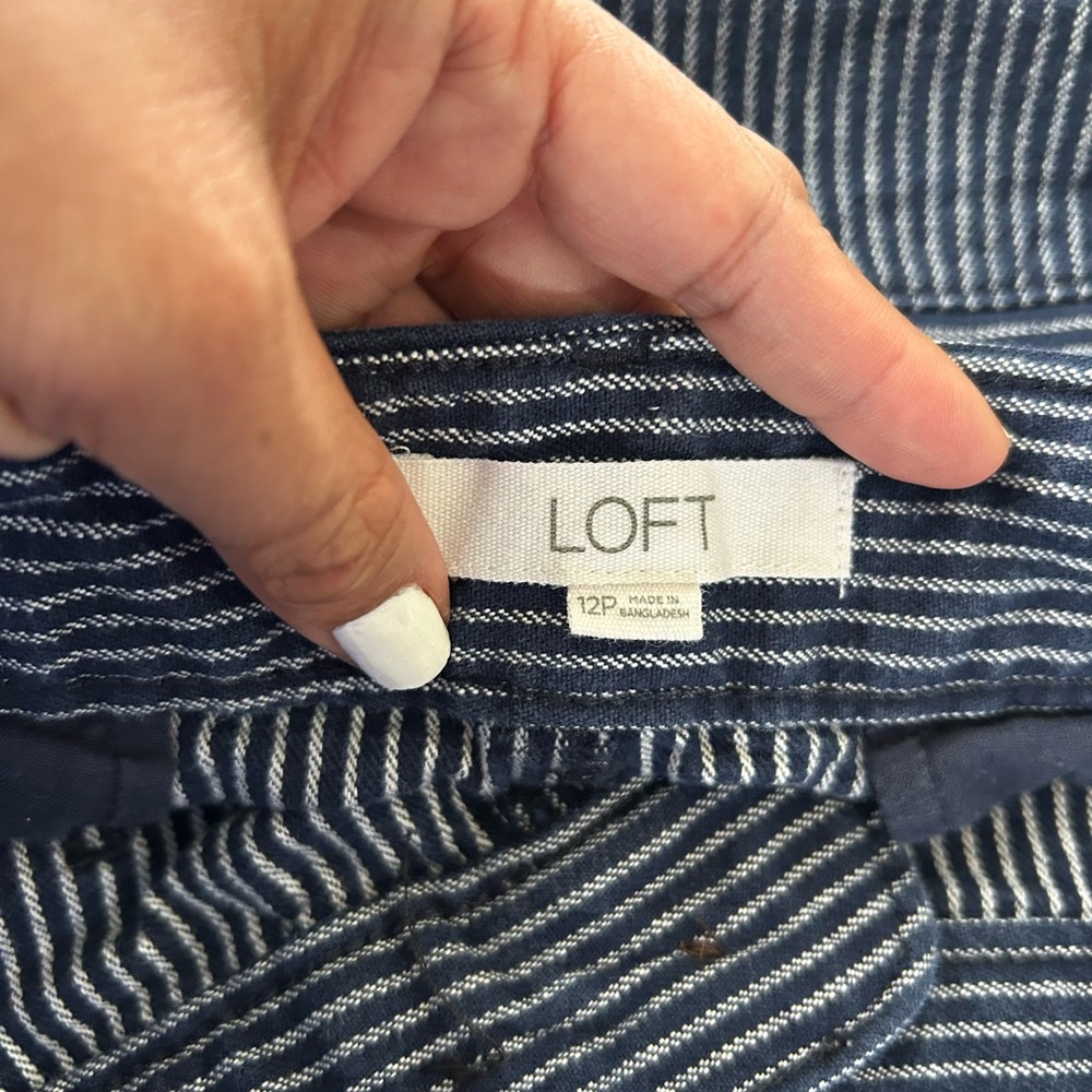 Loft Womens The Palmer Wide Leg Capri Pants Stripe sz 12P - Picture 3 of 5